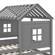 preview thumbnail 8 of 7, Gray Twin Size House Platform Beds with Two Drawers, Combination of 2 Side By Side Twin Size Beds