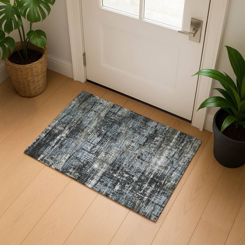 Premium Washable Super Soft Modern Hatch Mayfield Rug - Charcoal - 1'8" x 2'6"