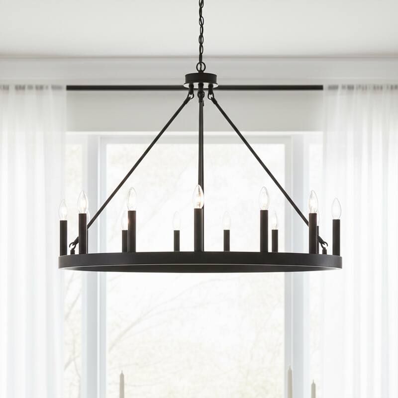 Acroma 15-light Modern Farmhouse Round Wagon Wheel Chandelier