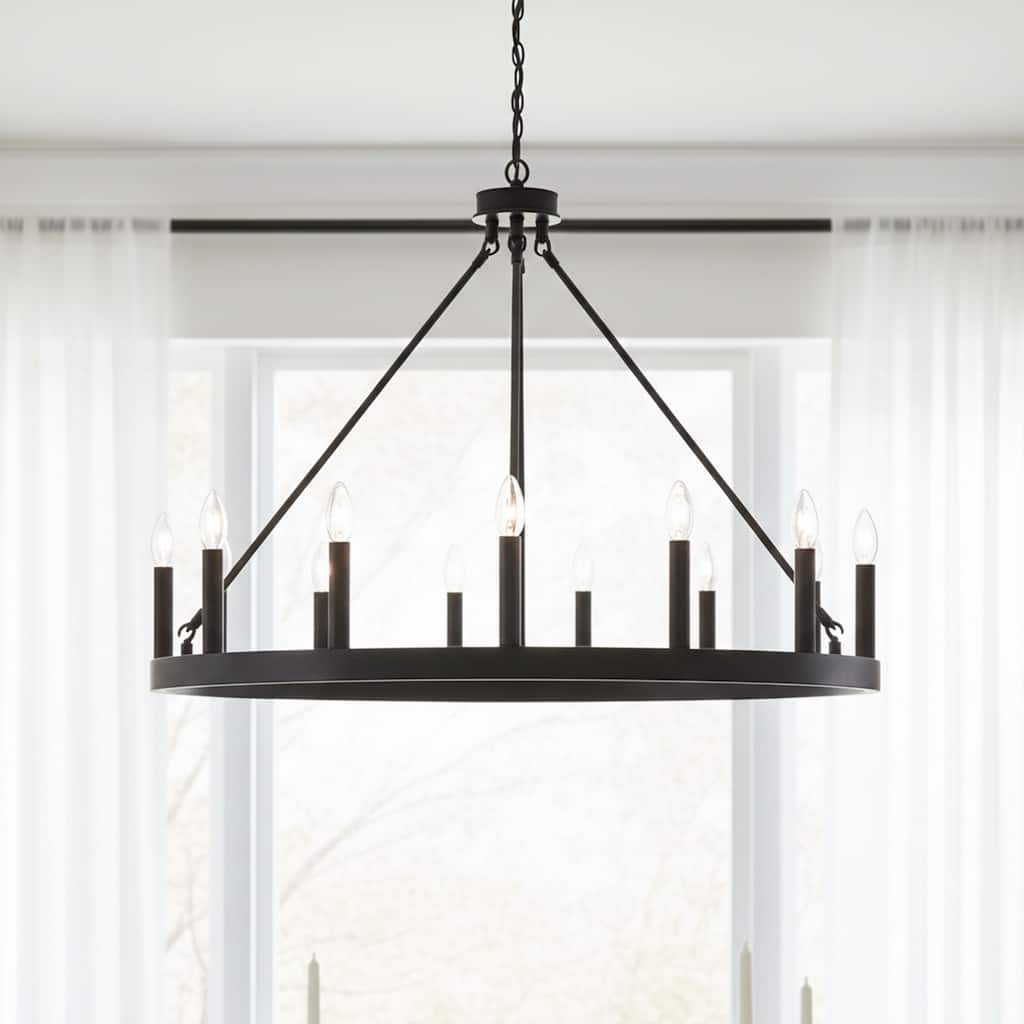 Acroma 15-light Modern Farmhouse Round Wagon Wheel Chandelier