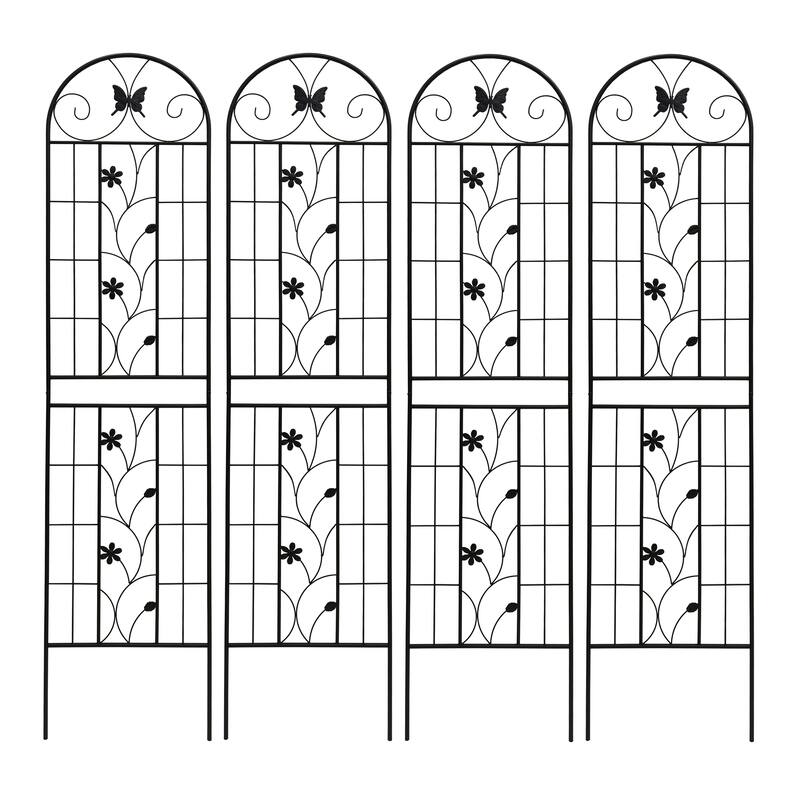 2 Pack Metal Garden Trellis Rustproof Trellis for Climbing Plants Outdoor Flower Support Black