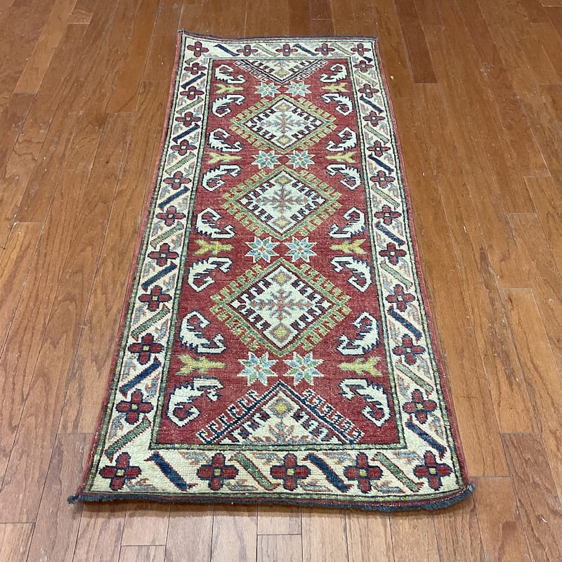 HERAT ORIENTAL Hand-knotted Kazak Wool Rug (2'2 x 5'2) - 2'2" x 5'2"