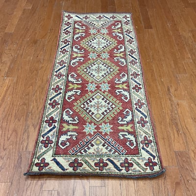 HERAT ORIENTAL Hand-knotted Kazak Wool Rug (2'2 x 5'2) - 2'2" x 5'2"