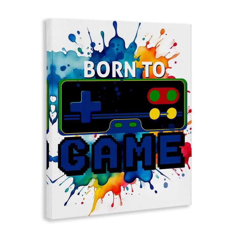 Stupell Born to Game Splash Canvas Wall Art Design By Kim Allen