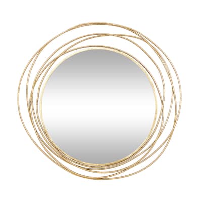 Metal Room Wall Mirror with Overlapping Ring Frame - Gold - Roche River Decor
