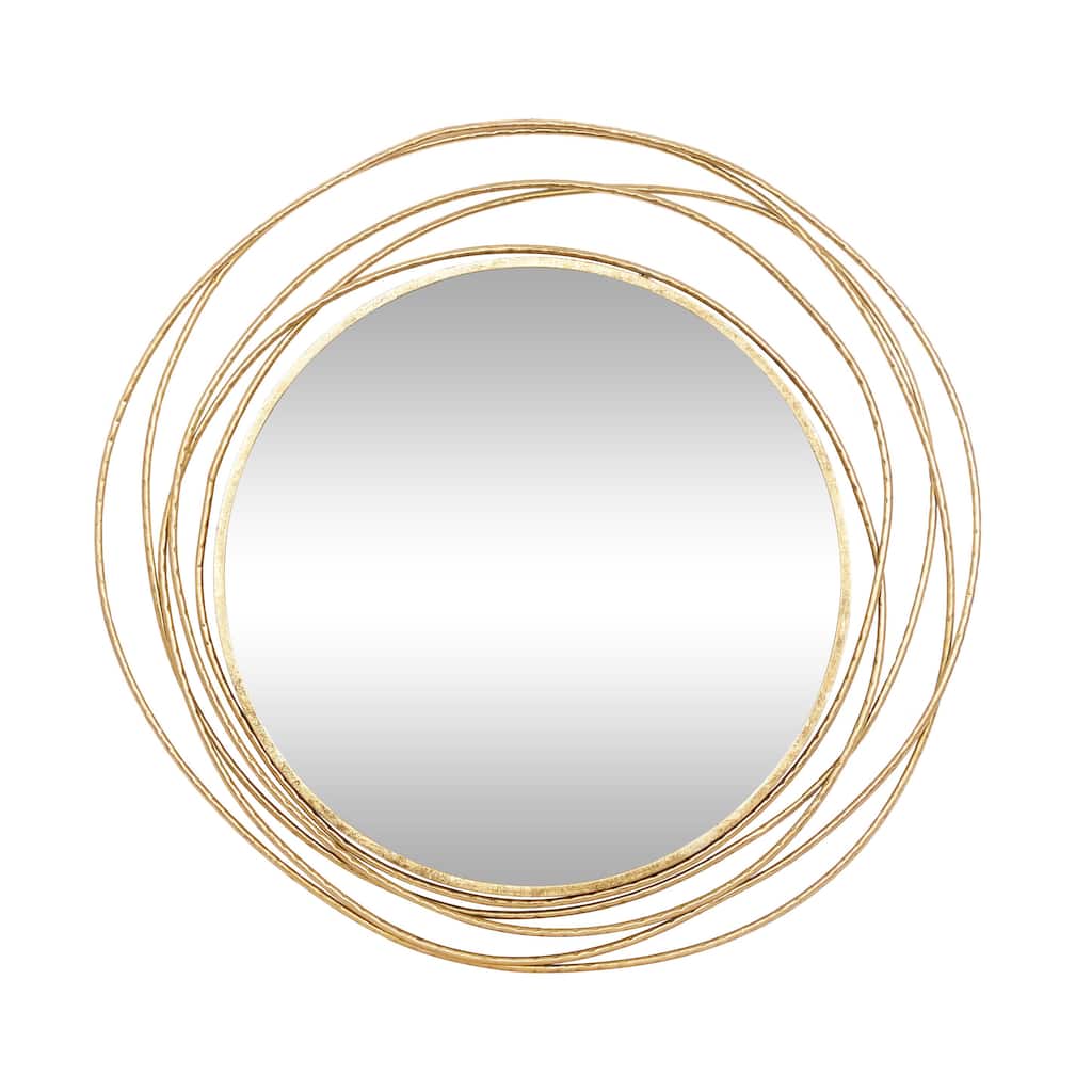 Metal Room Wall Mirror with Overlapping Ring Frame - Gold - Roche River Decor