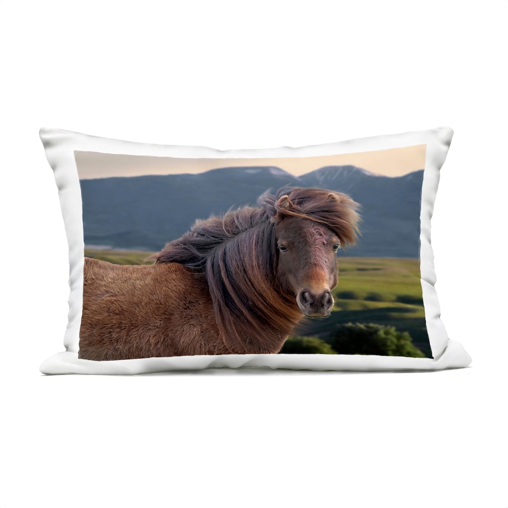 Stupell Windblown Mare in Mountain Valley Printed Outdoor Throw Pillow Design by Steve Toole