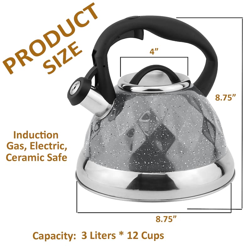 Lorren Home Trends Whistling Tea Kettle 3 Liters, with Ergonomic Handle