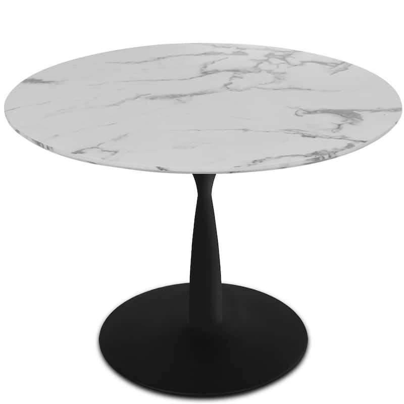 Round White Faux Marble Topped Round Pedestal Dining Table - 40"x40"x30"