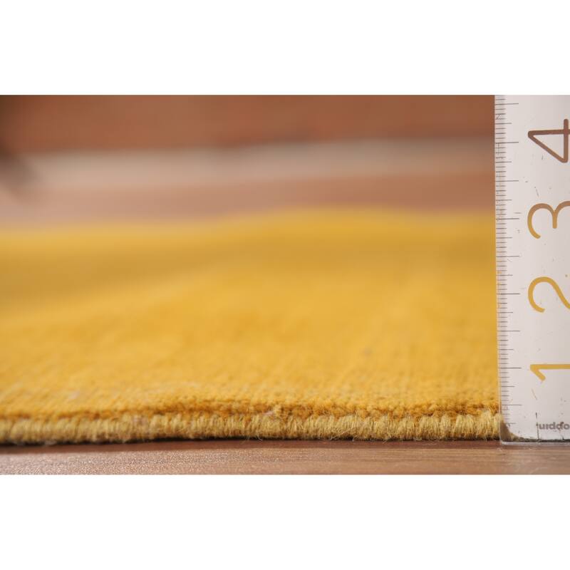 Yellow / Gold Modern Gabbeh Oriental Foyer Rug Handmade Wool Carpet - 3'10"x 4'6"