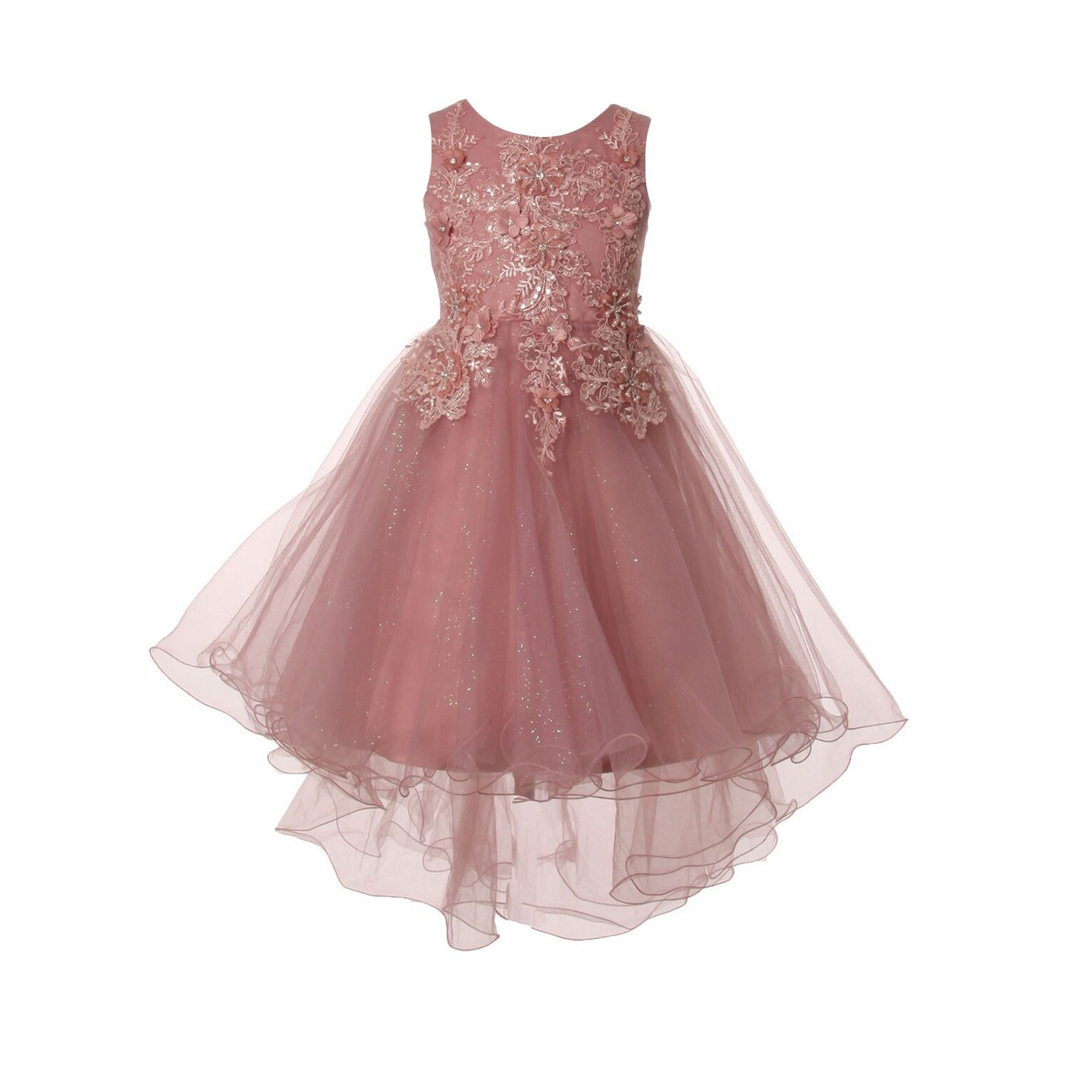 Dusty Rose 3D Flower Sequin Hi-Low