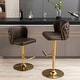 preview thumbnail 40 of 47, Modern PU Upholstered Bar Stools Set of 2, Adjustable Seat Height Swivel Bar Chair, Tufted Backrest Rivet Decorative Bar Stool Brown