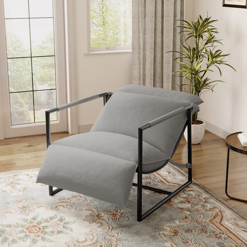 Metal Sling Accent Chair Armchair with Adjustable Headrest