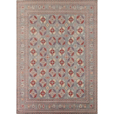 All-Over Geometric Kazak Oriental Area Rug Handmade Wool Carpet - 10'0" x 13'2"