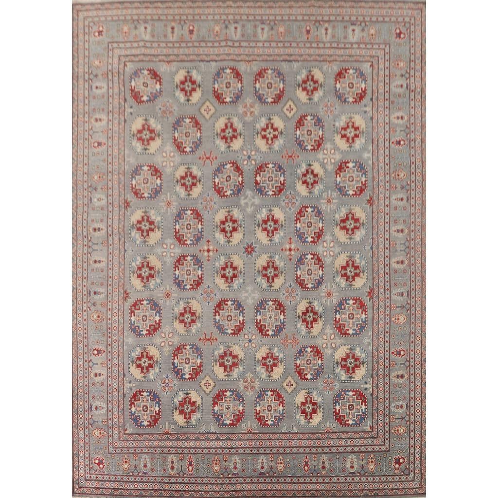 All-Over Geometric Kazak Oriental Area Rug Handmade Wool Carpet - 10'0" x 13'2"