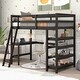 preview thumbnail 1 of 5, Espresso Pine Wood Loft Bed with Desk, Ladder, and Shelves, High Guard Rails Twin - Espresso