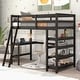 preview thumbnail 23 of 40, Twin/Full Size Wood High Loft Bed with Built-in Desk & 4-Tier Shelves Espresso - Twin