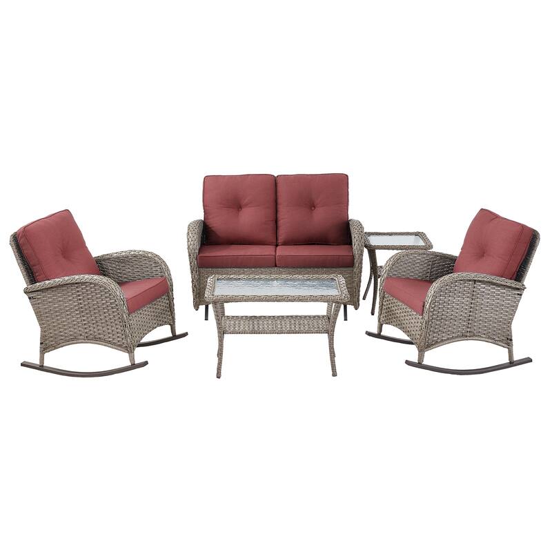 Outdoor Glider Sofa Rocker Chairs Coffee Table