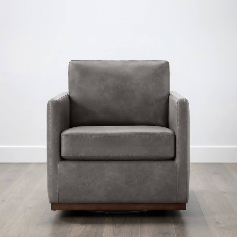 Spruce & Spring Modern Swivel Accent Chair with Wooden Base