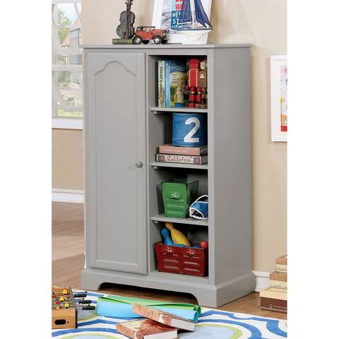 Wooden Closet Storage With Clothes Rail, Gray