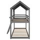 preview thumbnail 9 of 11, Twin Over Twin Bunk Bed Wood Bed with Roof and Window