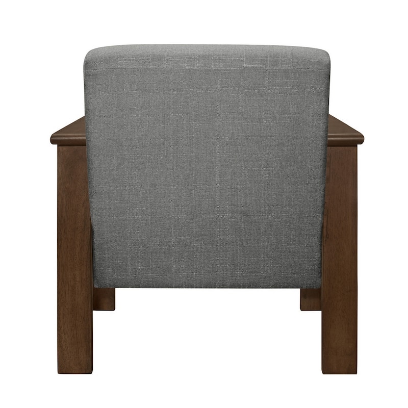 Bella 32 Inch Accent Chair Armchair, Storage Arms, Light Gray, Solid Wood