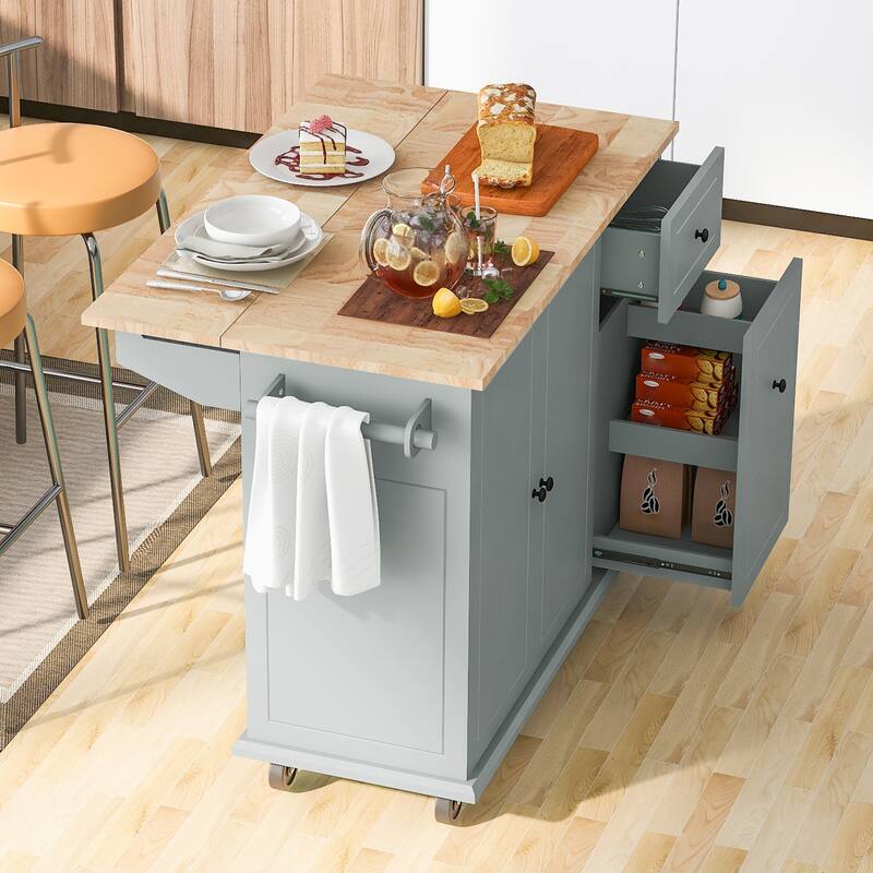 A Mobile Kitchen Island,Storage, Adjustable Shelves, Wheels