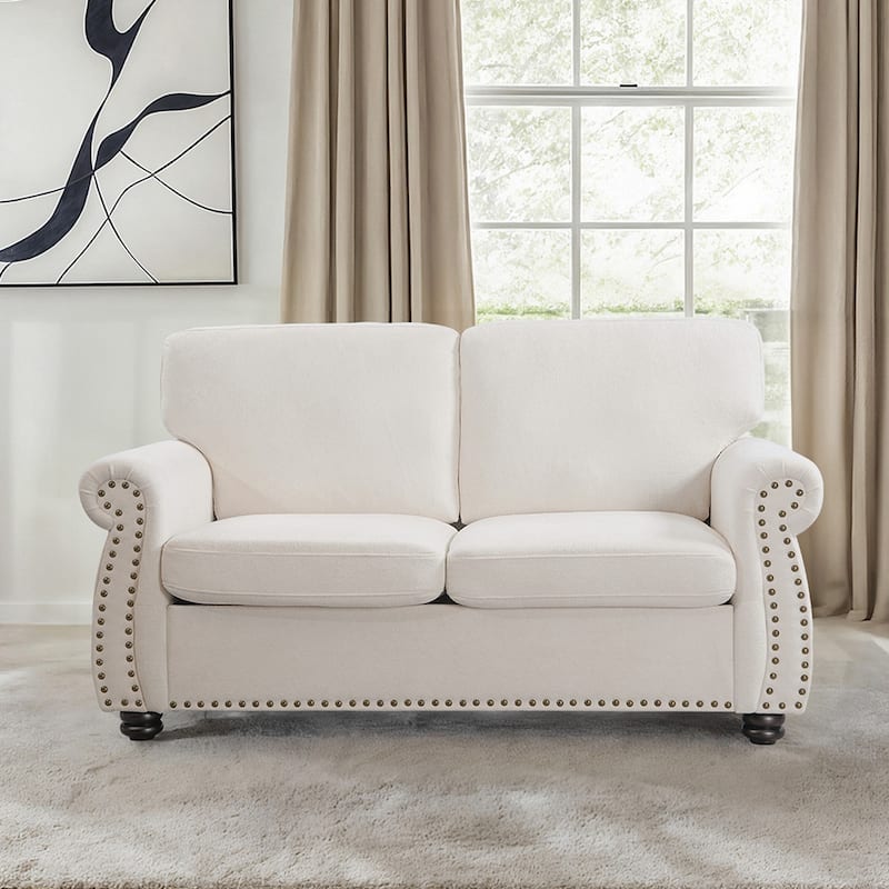 Soft Velvet Loveseat - Ivory