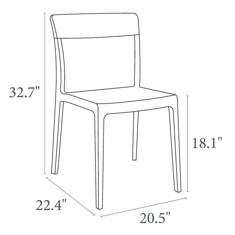 33" White and Amber Patio Dining Chair
