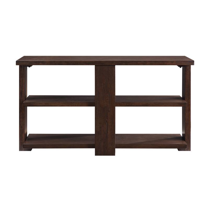Wooden Sofa Table with 2 Open Display Shelves, Brown