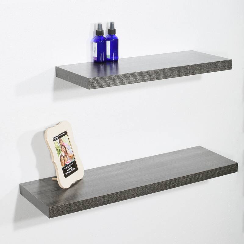 Set of 2 Modern and Contemporary Black Oak Floating Shelf - 31.5*9.25*1.5 inches