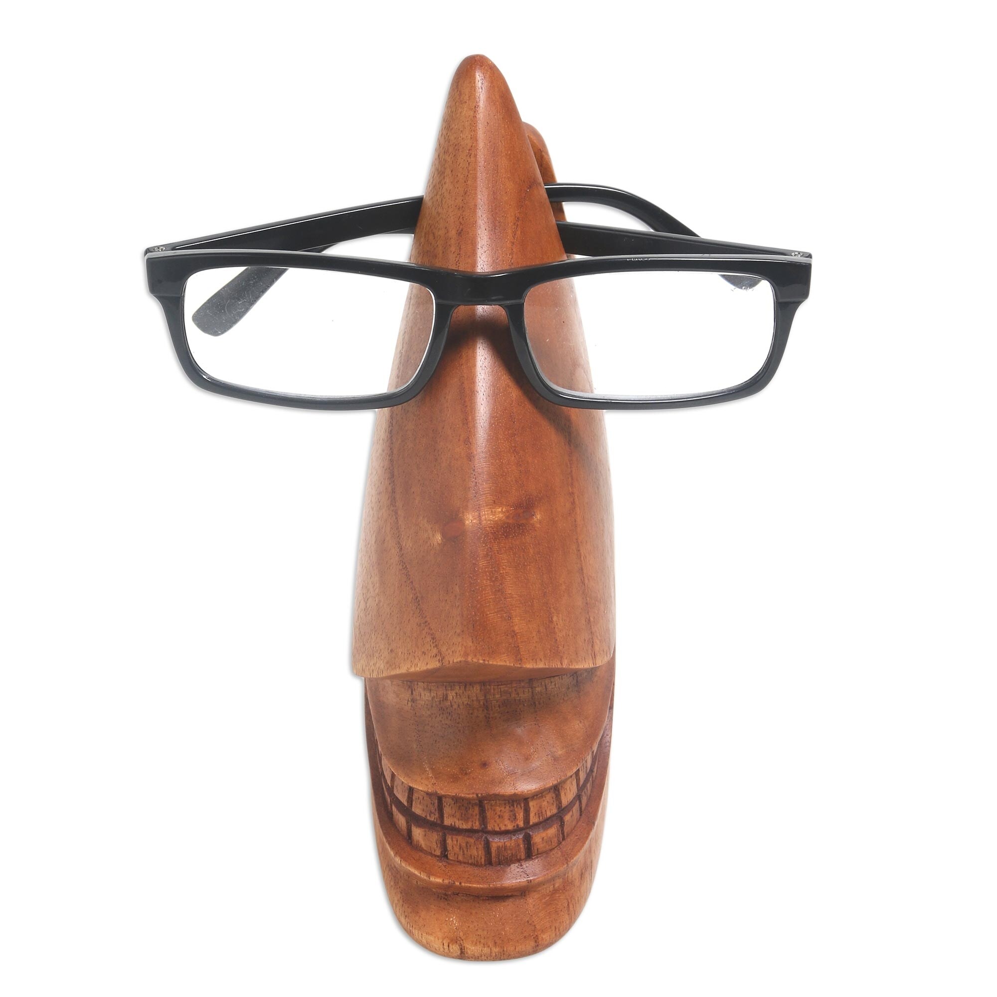 Handmade Around in Dark Brown Wood eyeglasses holder (Indonesia) - 7 H x  3.9 W x 2.4 D - Bed Bath & Beyond - 28280245