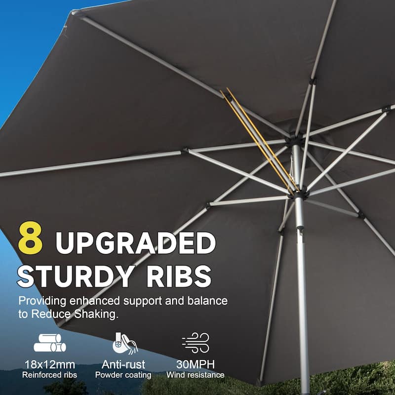 GDFStudio - Premium 9FT Patio Umbrella with Push Button Tilt and Sturdy Frame
