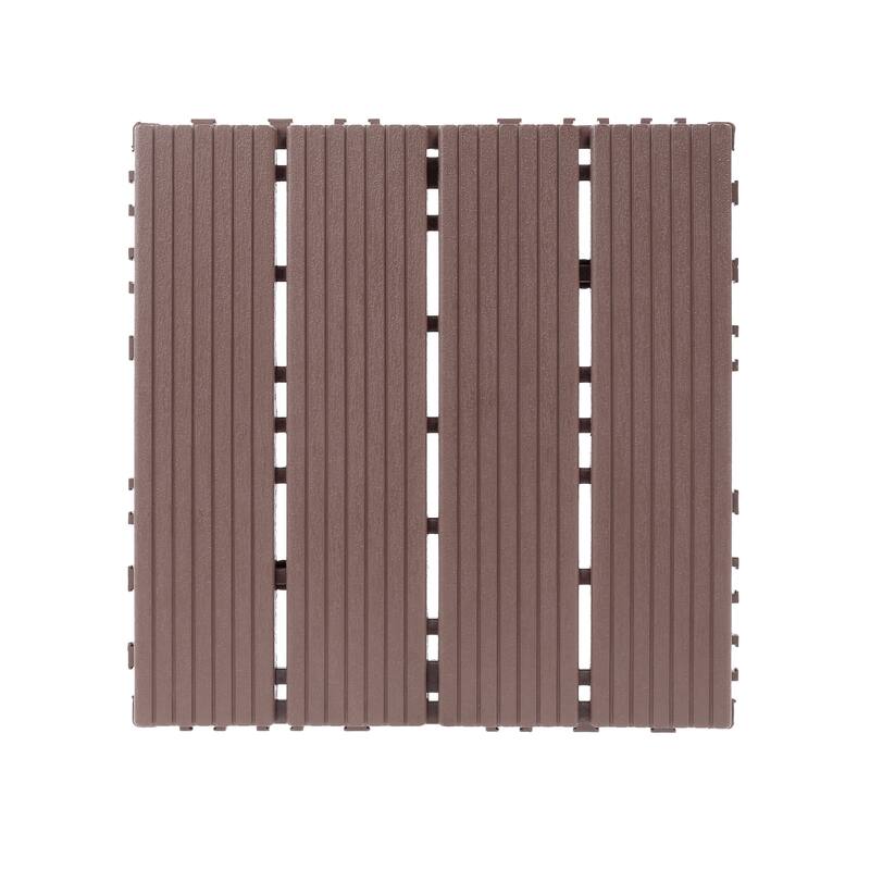 Plastic interlocking decking tiles, 44 packs of terrace decking tiles, 12 inches x 12 inches waterproof