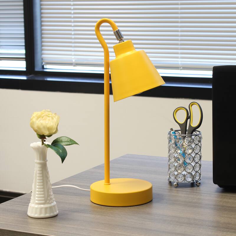 Metal Desk Lamp with Looped Arm and Adjustable Cone Shade