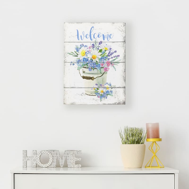 Spring Floral "Welcome" Wall Sign - 16"