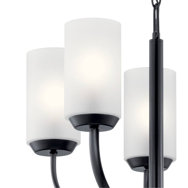 Kichler Lighting Kennewick 5-Light Chandelier Black with Satin Etched Glass Shades