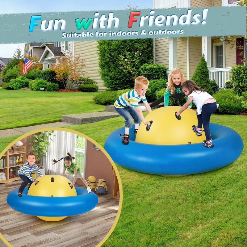 7.5 Foot Giant Inflatable Dome Rocker Bouncer with 6 Built-in Handles for Kids