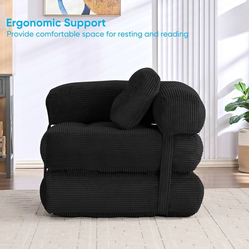 Mixoy Folding Sofa Bed, L-Shaped Convertible Sofa Bed with Armrest Foldable Sleeper Sofa