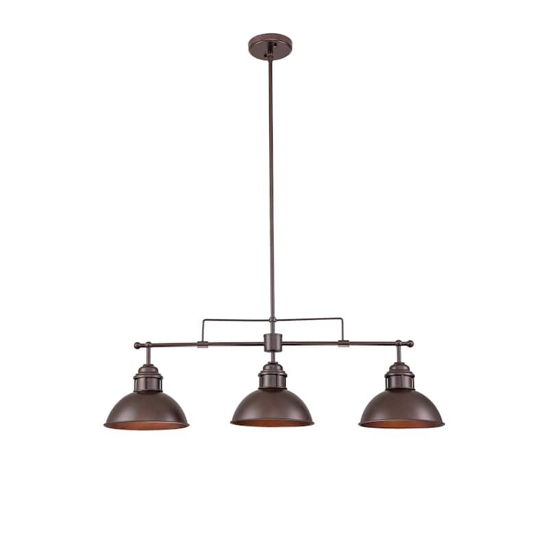 3-Light Industrial Farmhouse Dome Pendant Metal Linear Kitchen Island Pendant Light Oil Rubbed Bronze Finish - N/A
