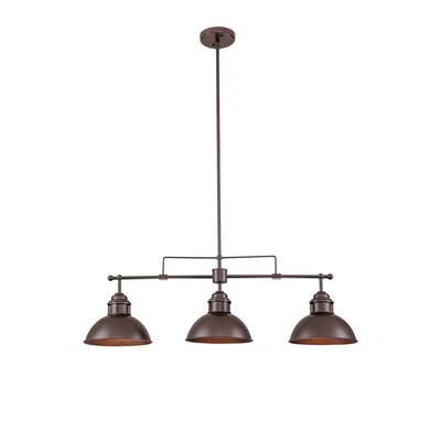 3 - Light Industrial Modern Metal Dome Kitchen Island Pendant Light - N/A