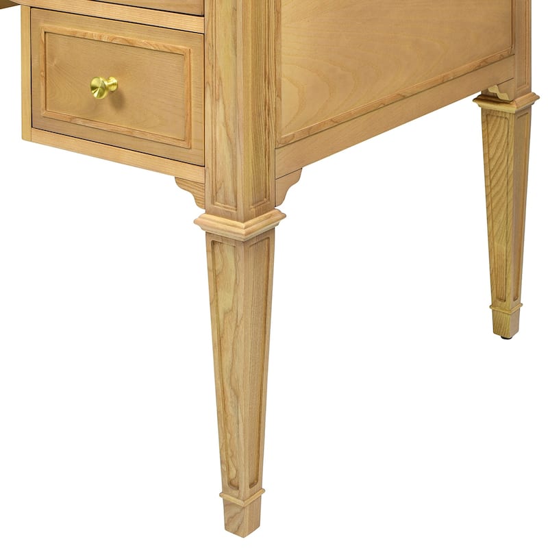 Dauphin 59" Modern Farmhouse 5-Drawer Solid Wood Executive Desk