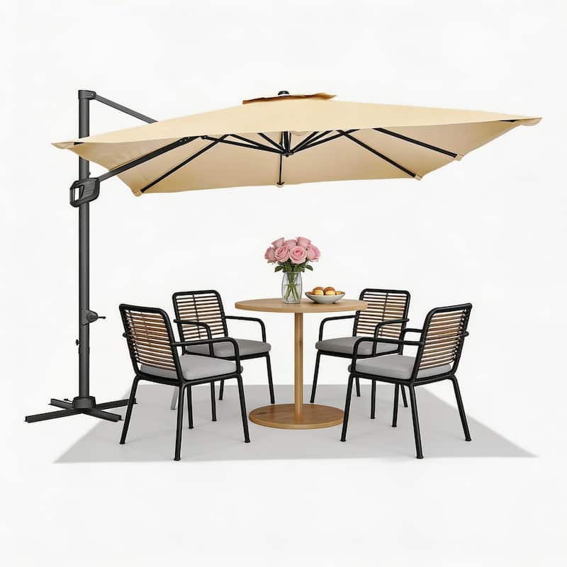 10x10Ft Offset Patio Umbrella, with Adjustable Tilt, 360° Rotating - Beige