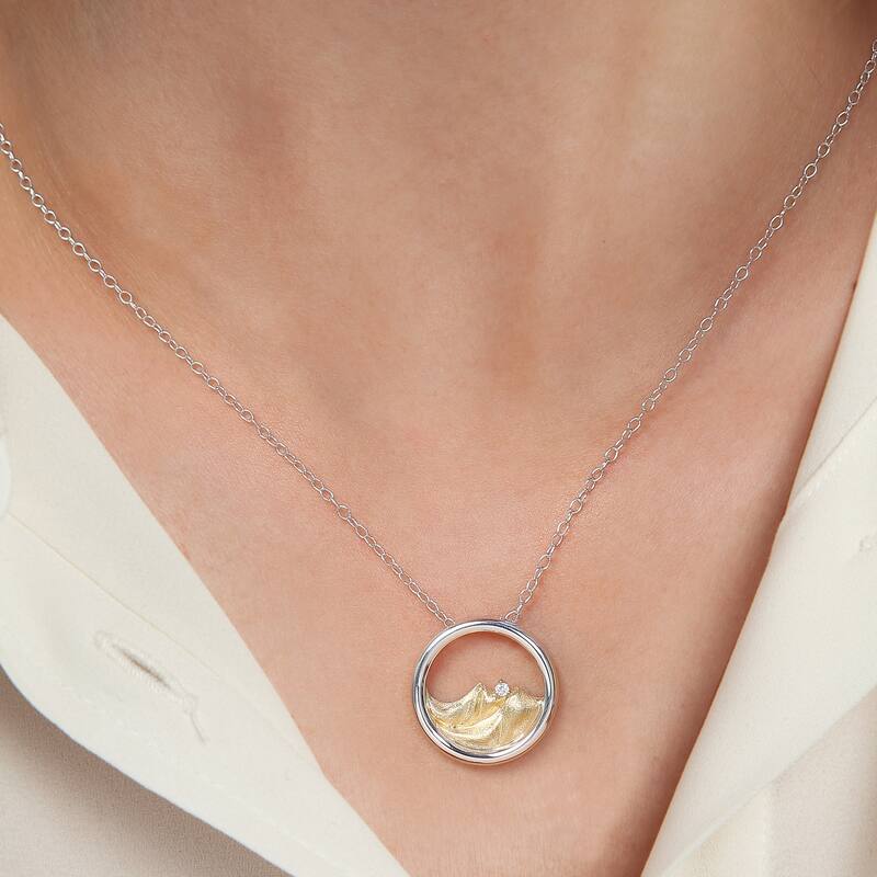 1/20ct Diamond Four Elements of Nature-Earth Pendant Necklace in Silver for Women