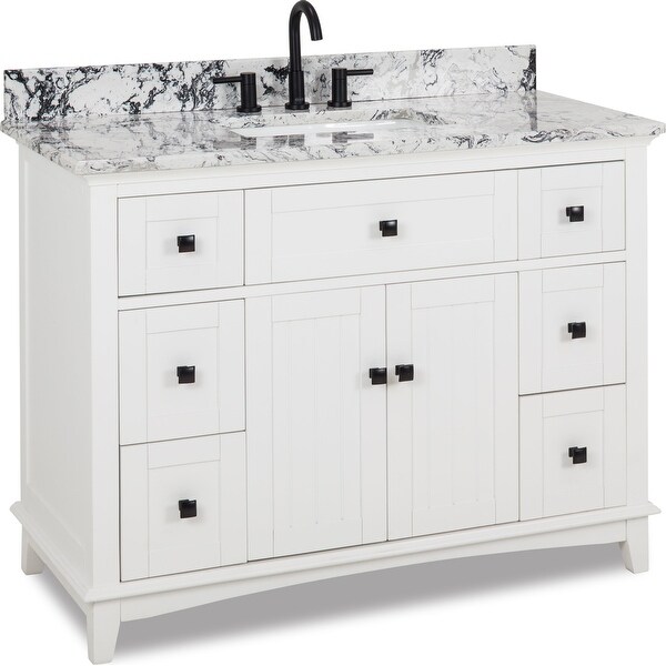Jeffrey Alexander VN-SAV-48-WB Savino 48" Free Standing Single Basin Vanity Set with Wood Cabinet and Engineered Marble Vanity