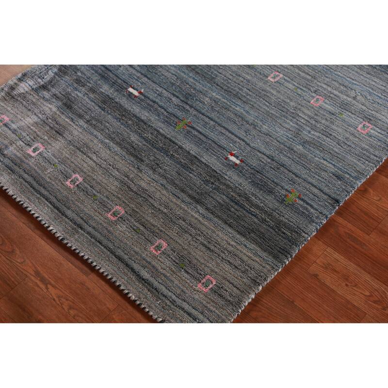 Hand Knotted Oriental 100% Wool Carpet Tribal Tribal Multi-Colored Gabbeh Area Rug - 4' 10'' X 3' 0''