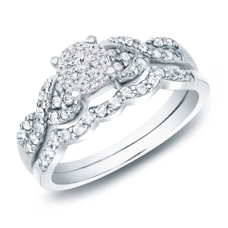 Auriya 1/2ctw Braided Round Diamond Engagement Ring Set 14k Gold