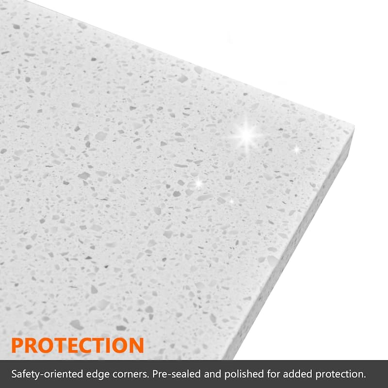 Bathroom Vanity Quartz Counter Top with Undermount Rectangular Ceramic Sink Backsplash
