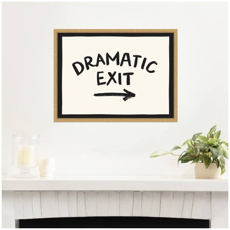 Kate and Laurel Dramatic Exit Entryway Sign by Lucky Guava Framed Canvas Wall Art Print