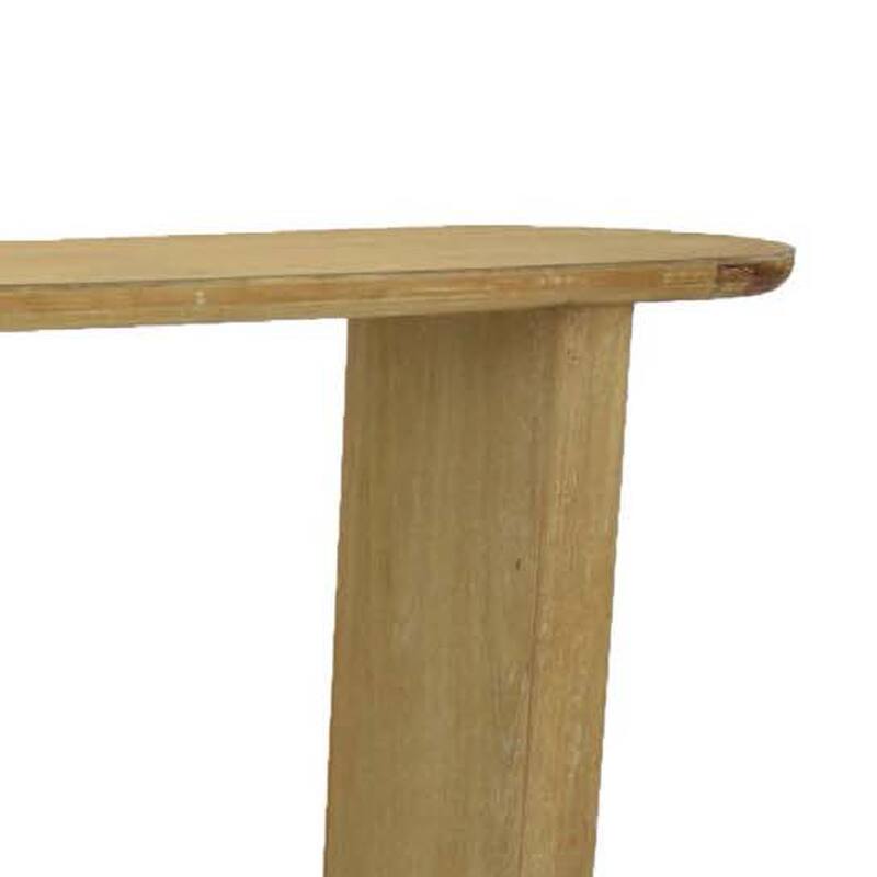 Console Table, Rounded Edge Top, Paneled Legs, XL 63 Inch Brown Wood
